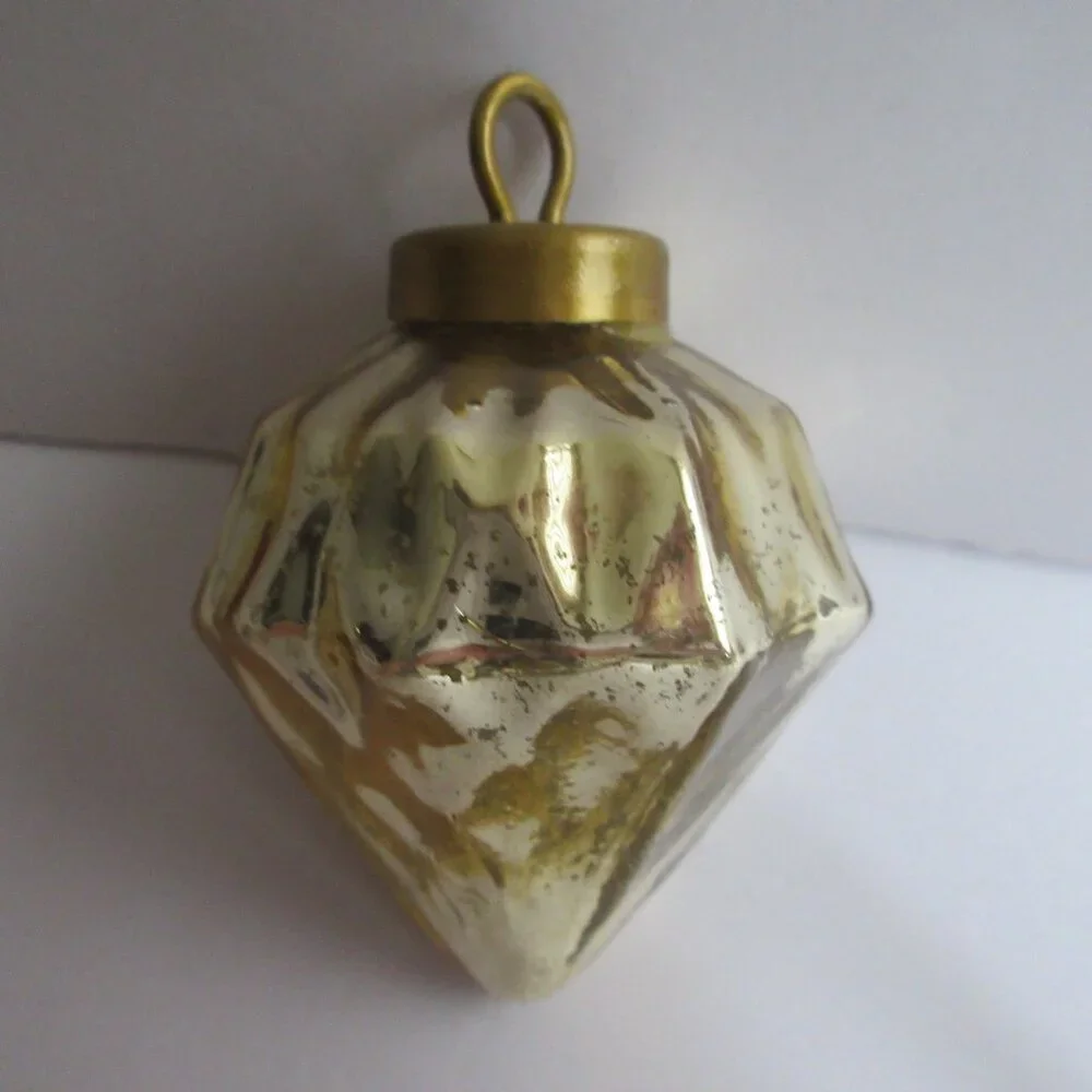 Crate&Barrel Gold Tone Mercury Glass Christmas Ornaments Set of 5 Retro Repro